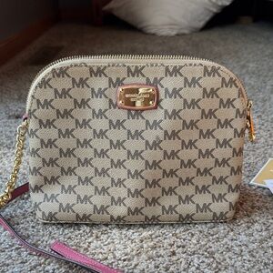 Michael Kors Beige and Pink Crossbody Bag